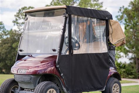 Club Car Precedent/ Onward Enclosure: Hinged Door Durable Design Sunbrella Material Roll Down Windows. . Golf cart enclosure with doors